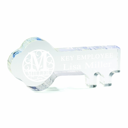 8 x 3-3/4 INCH OPTICAL CRYSTAL KEY AWARD