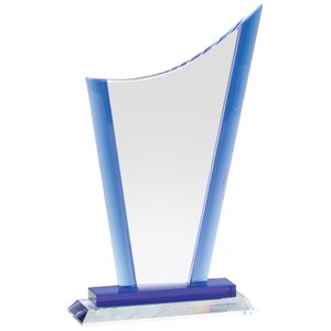 8 x 5 INCH OPTICAL CRYSTAL PEAK AWARD WITH ICE BLUE EDGES