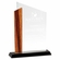 8 x 6-1/4 INCH OPTICAL CRYSTAL AWARD WITH BEVELED EDGES AND WOOD GRAIN ACCENT ON BLACK BASE