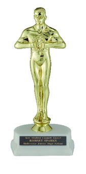 9-1/2 INCH ACHIEVEMENT GOLD TROPHY, TAKES FIGURE