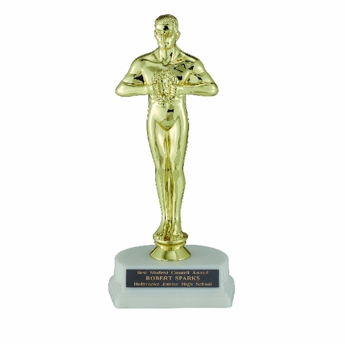 9-1/2 INCH ACHIEVEMENT GOLD TROPHY, TAKES FIGURE