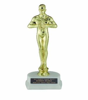 9-1/2 INCH ACHIEVEMENT GOLD TROPHY, TAKES FIGURE