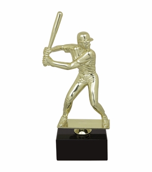 9-1/2 INCH FEMALE BASEBALL FIGURE TROPHY ON BLACK MARBLE BASE