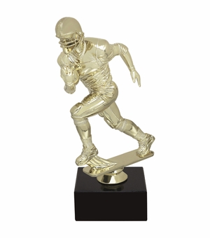 9-1/2 INCH FOOTBALL  FIGURE TROPHY ON BLACK MARBLE BASE