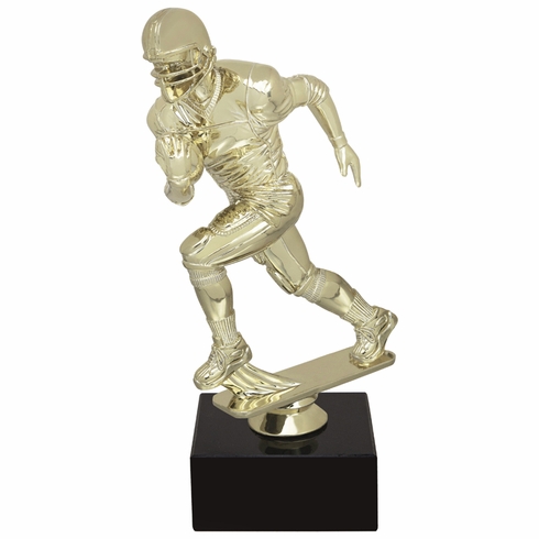9-1/2 INCH FOOTBALL  FIGURE TROPHY ON BLACK MARBLE BASE