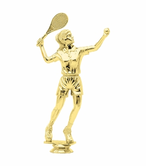 9-1/2 INCH GOLD PLASTIC FEMALE TENNIS PLAYER TROPHY FIGURE