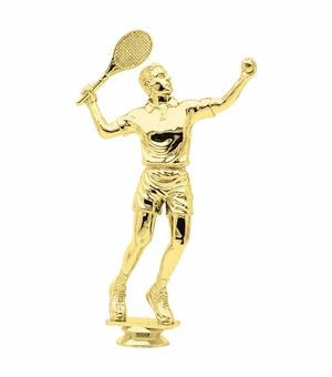 9-1/2 INCH GOLD PLASTIC MALE TENNIS PLAYER TROPHY FIGURE