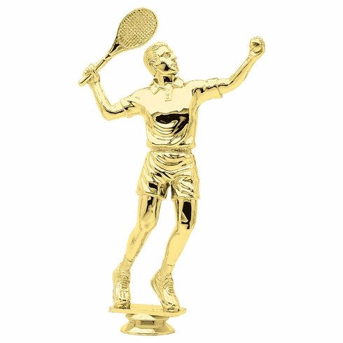 9-1/2 INCH GOLD PLASTIC MALE TENNIS PLAYER TROPHY FIGURE
