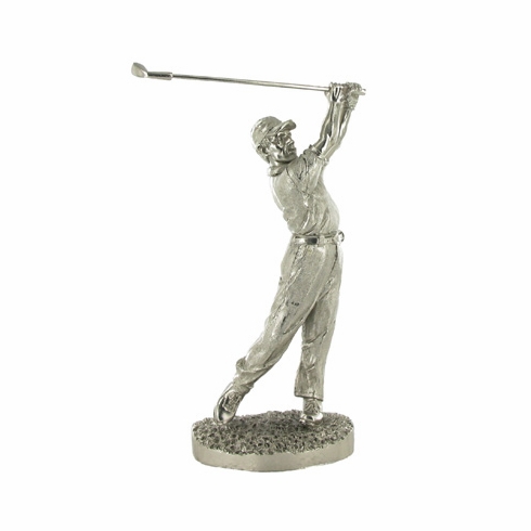 9-1/2 INCH GOLFER MALE, LARGE SILVER TROPHY FIGURE
