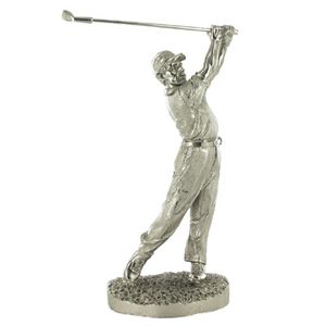 9-1/2 INCH GOLFER MALE, LARGE SILVER TROPHY FIGURE