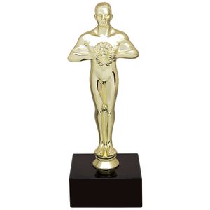 9-1/2 INCH MALE ACHIEVEMENT FIGURE TROPHY ON BLACK MARBLE BASE