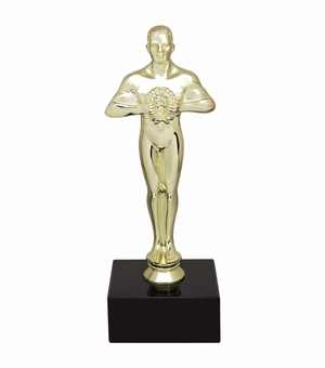 9-1/2 INCH MALE ACHIEVEMENT FIGURE TROPHY ON BLACK MARBLE BASE