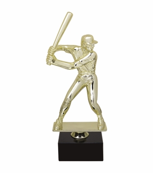 9-1/2 INCH MALE BASEBALL FIGURE TROPHY ON BLACK MARBLE BASE