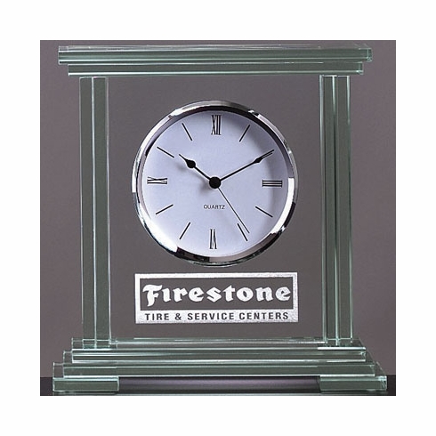 9-1/2 X 9-1/2 JADED GLASS CLOCK