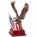 9-1/4" ANTIQUE BRASS RESIN EAGLE WITH HAND PAINTED AMERICAN FLAG TROPHY 