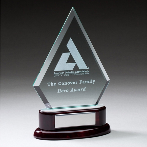 9-1/4 INCH GLASS ARROW HEAD AWARD