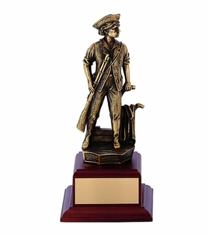 9-1/4 INCH MINUTEMAN TROPHY, ELECTROPLATED IN ANTIQUE BRASS