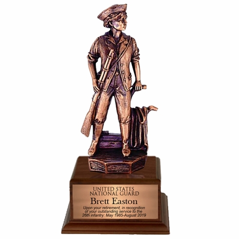 9-1/4 INCH MINUTEMAN TROPHY, ELECTROPLATED IN ANTIQUE BRONZE