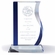 9-1/4 INCH WAVE GLASS AWARD W/ BLUE EDGES