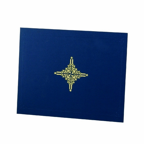 9-1/4 X 11-1/2 LINEN FOLDER WITH DESIGN, BLUE