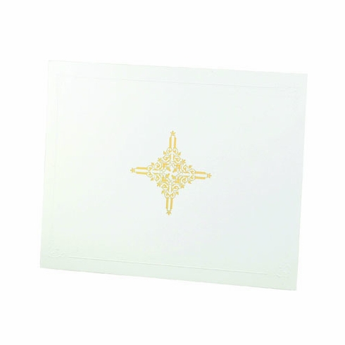 9-1/4 X 11-1/2 LINEN FOLDER WITH DESIGN, WHITE