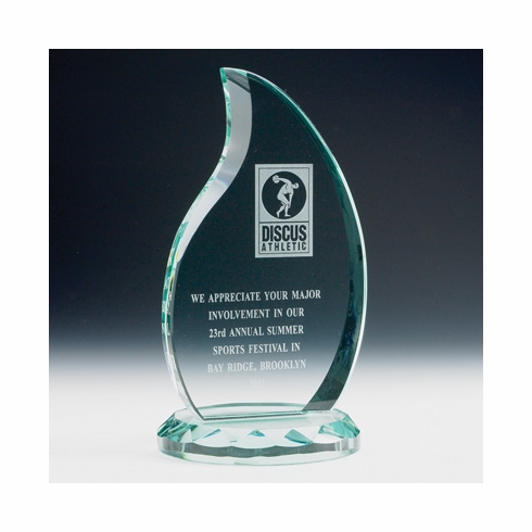 9-1/4 X 5 JADE GLASS FLAME WITH FANCY BASE