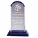 9-1/4 X 6 INCH OPTICAL CRYSTAL TOWER ARCHED TOP ON BLUE BASE