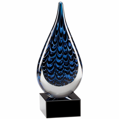 9-3/4" x 2-3/4" ART SCULPTURED BLOWN GLASS AWARD MIXED COLORS