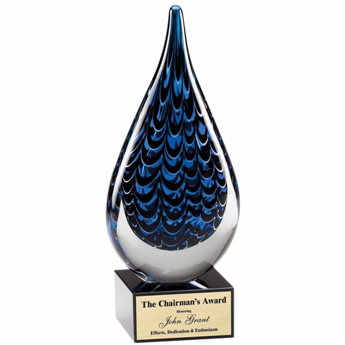 9-3/4" x 2-3/4" ART SCULPTURED BLOWN GLASS AWARD MIXED COLORS