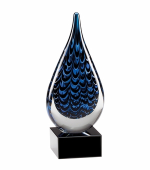 9-3/4" x 2-3/4" ART SCULPTURED BLOWN GLASS AWARD MIXED COLORS