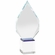 9-3/4 x 4-1/2 INCH OPTICAL CRYSTAL ARROW HEAD AWARD WITH A BLUE BOTTOM ON SQUARE CRYSTAL BASE