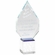 9-3/4 x 4-1/2 INCH OPTICAL CRYSTAL ARROW HEAD AWARD WITH A BLUE BOTTOM ON SQUARE CRYSTAL BASE