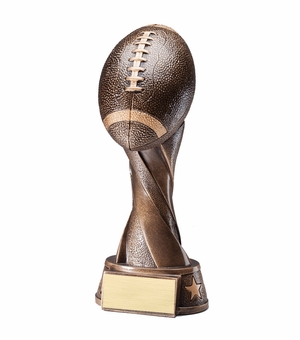 9 INCH ANTIQUE BRONZE RESIN FOOTBALL TROPHY
