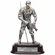 9 INCH ANTIQUE SILVER AND GOLD RESIN FISHERMAN TROPHY ON BLACK RESIN BASE
