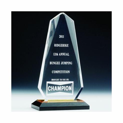 9 INCH CLEAR OBELISK ACRYLIC TROPHY