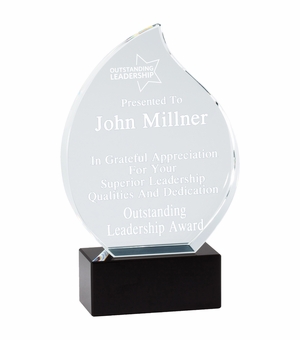 9 INCH HEIGHT OPTICAL CRYSTAL FLAME AWARD