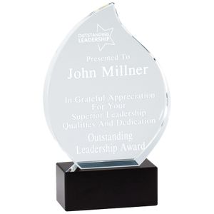 9 INCH HEIGHT OPTICAL CRYSTAL FLAME AWARD