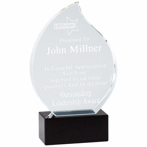 9 INCH HEIGHT OPTICAL CRYSTAL FLAME AWARD