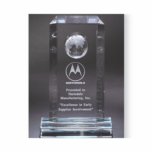 9 INCH OPTICAL CUT CRYSTAL WITH GLOBE