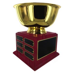 8 INCH DIAMETER GOLD BOWL PERPETUAL TROPHY COMES WITH 12 NAME PLATES