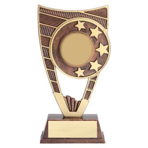 9 INCH STAR TROPHY WITH WEIGHTED MOLDED PLASTIC HOLDS 2 INCH INSERT
