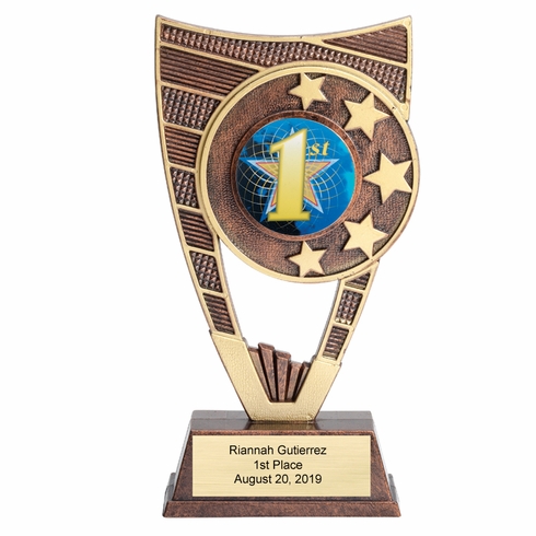 9 INCH STAR TROPHY WITH WEIGHTED MOLDED PLASTIC HOLDS 2 INCH INSERT