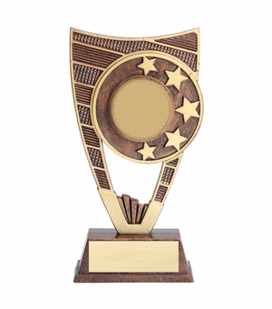 9 INCH STAR TROPHY WITH WEIGHTED MOLDED PLASTIC HOLDS 2 INCH INSERT