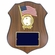 9 X 11-1/2 INCH POLICE SHIELD SHAPE PLAQUE WITH AMERICAN FLAG WREATH