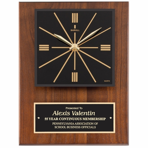 9 x 12 CLOCK PLAQUE IN GENUINE WALNUT