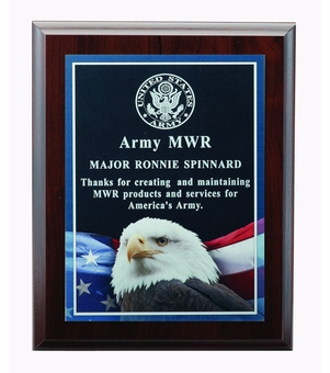 9 X 12 INCH EAGLE PHOTO PLAQUE WITH LASER ENGRAVED PLATE