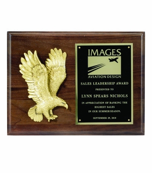 9 X 12 INCH EAGLE PLAQUE WITH BLACK PLATE - MULTIPLE FINISHES