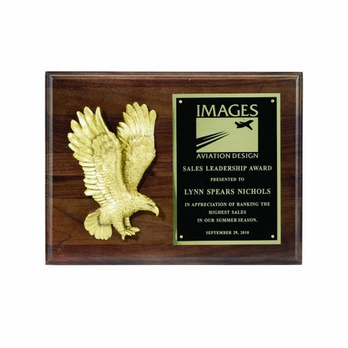 9 X 12 INCH EAGLE PLAQUE WITH BLACK PLATE - MULTIPLE FINISHES