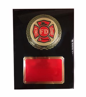 9 X 12 INCH FIRE DEPT. PIANO FINISH BLACK BOARD PLAQUE