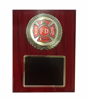 9 X 12 INCH FIRE DEPT. PIANO FINISH CHERRY BOARD PLAQUE